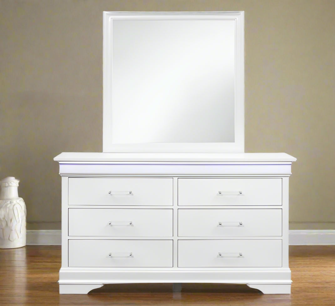 Charlie White Dresser and Mirror with LED Charlie White Dresser and Mirror with LED
