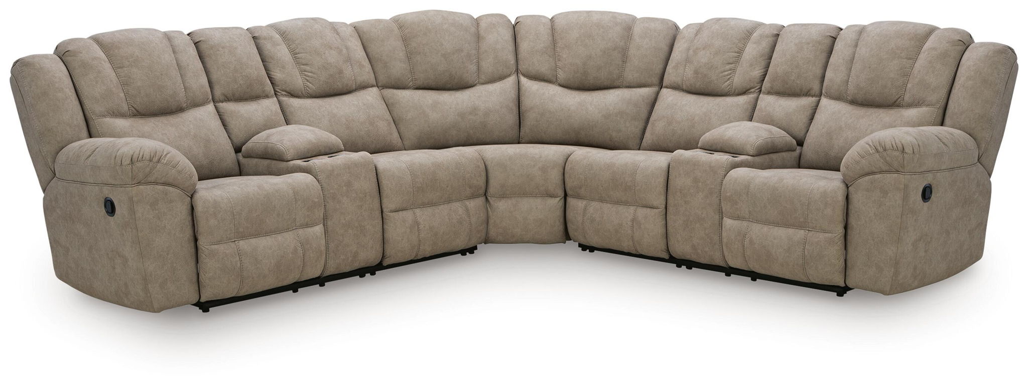 Ravenswaye - 3-Piece Reclining Sectional With Double Console - Birch