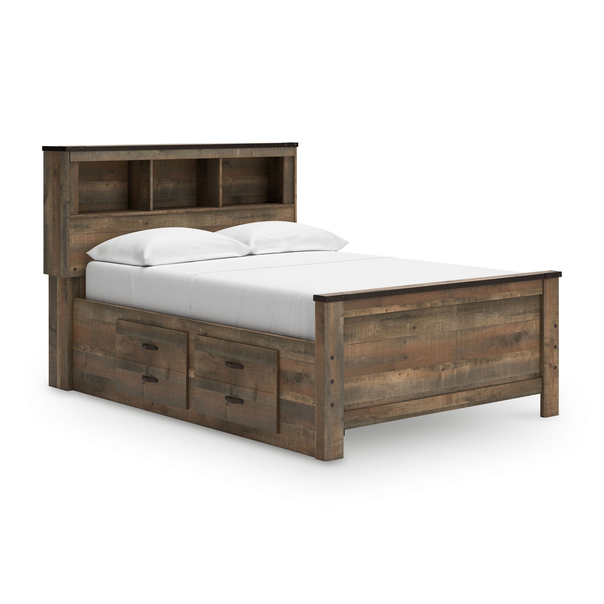 Trinell - Full Panel Bookcase Bed With 2 Storage Drawers - Brown