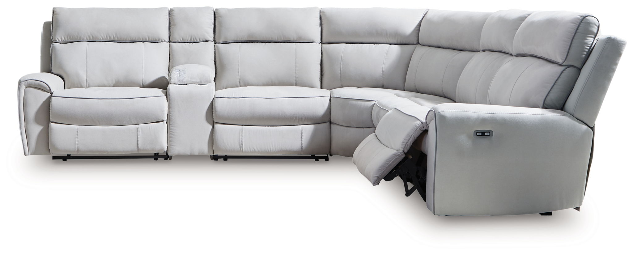 Grafton Pike - 6-Piece Power Reclining Sectional - Pearl / Ash