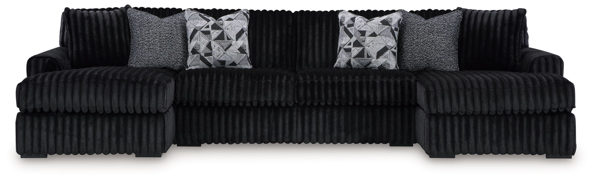Midnight-Madness - 3-Piece Sectional With Laf And Raf Corner Chaises - Onyx