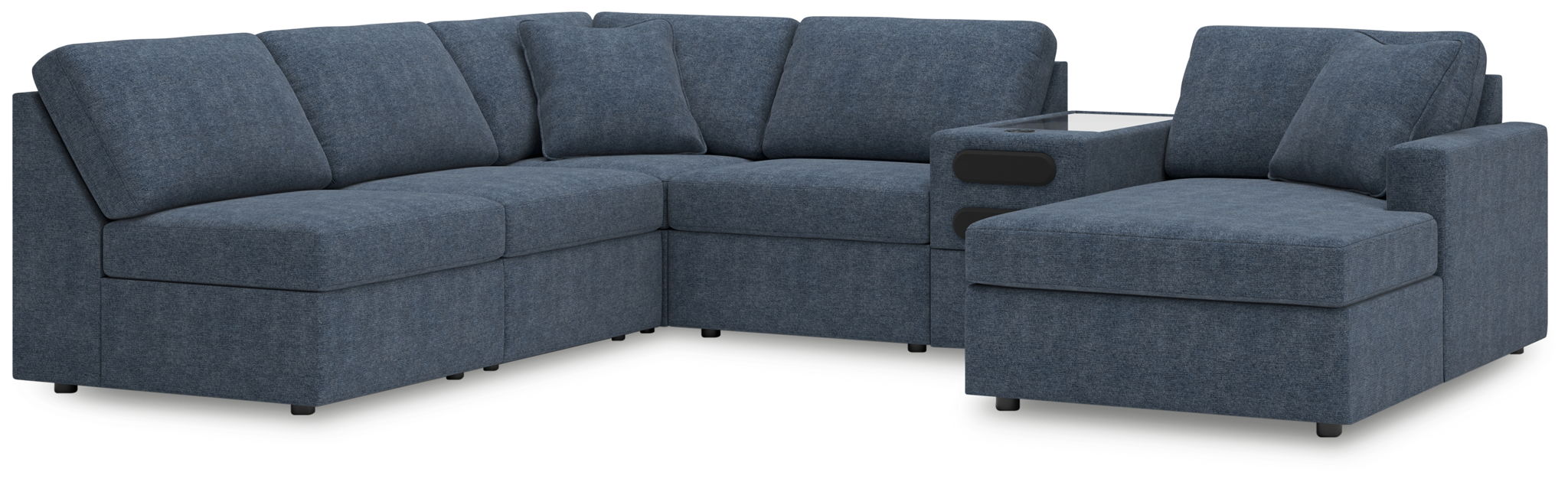 Modmax - 6-Piece Sectional With Raf Corner Chaise And Audio System Console - Ink