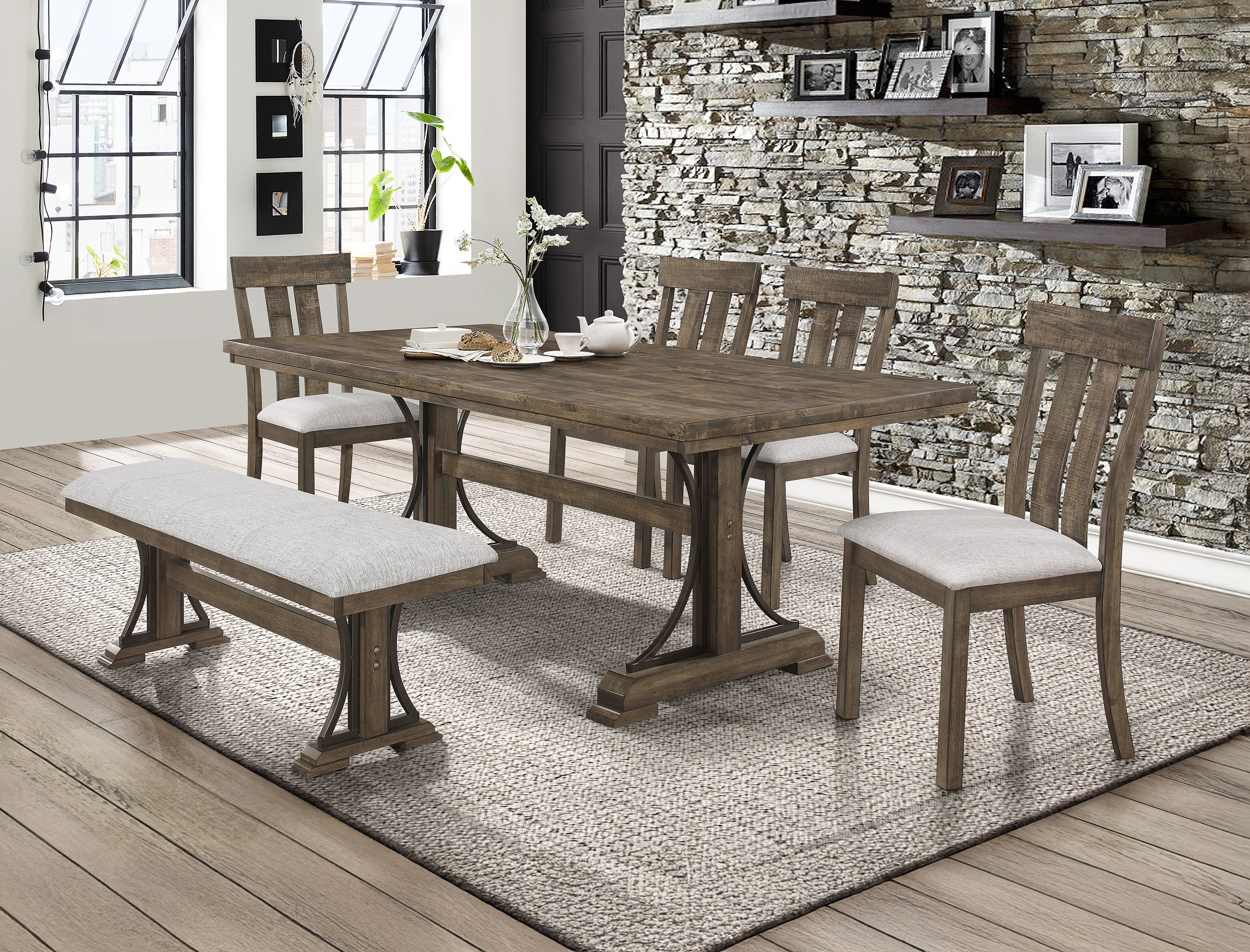 Quincy Dining Table with 4 Chairs and Bench