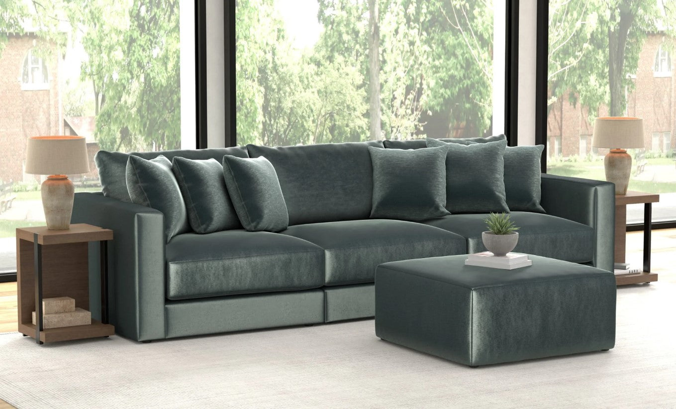 Remington Pine 3-Piece Sectional Sofa + Ottoman