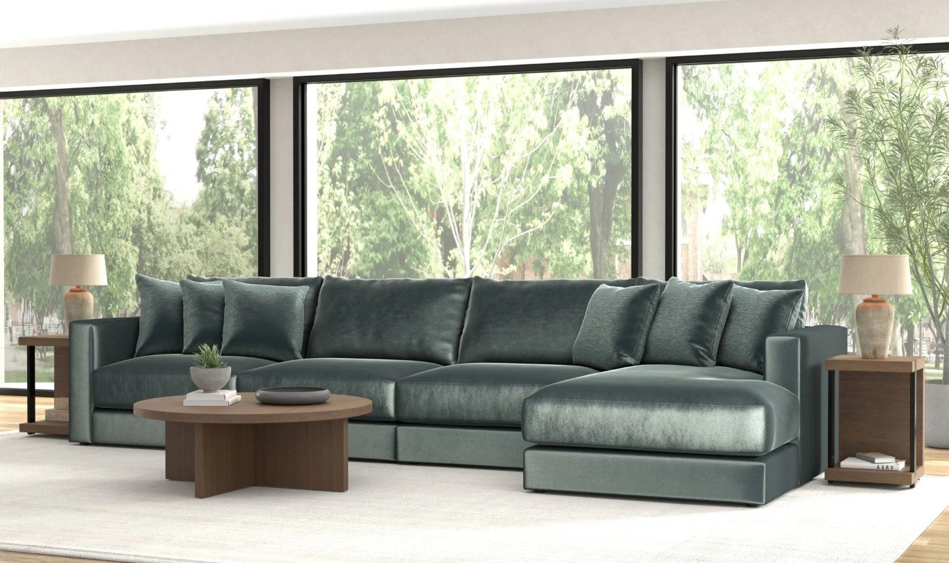 Remington Pine 4-Piece Right Side Facing Chaise Sectional