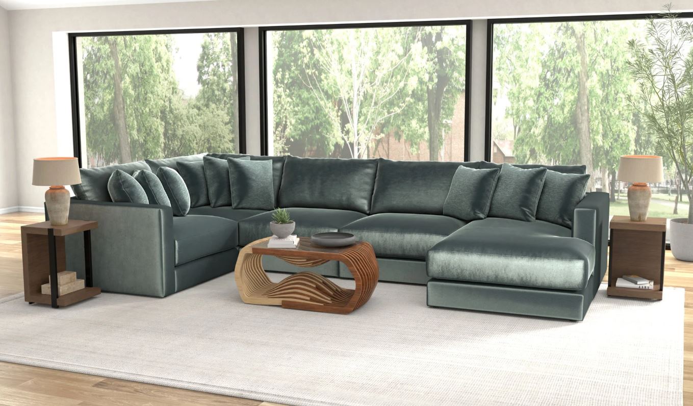 Remington Pine 5-Piece Right Side Facing Chaise Sectional