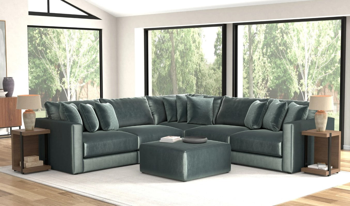 Remington Pine 5-Piece Sectional + Ottoman
