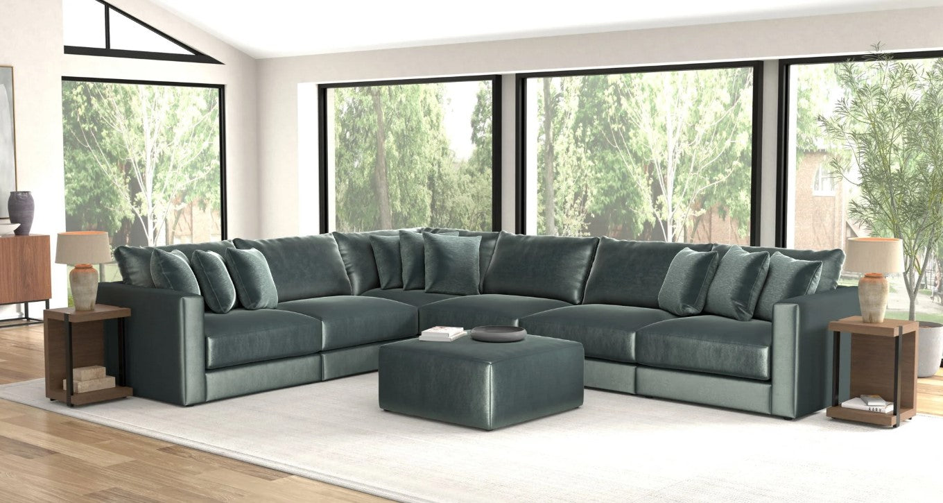 Remington Pine 6-Piece Sectional + Ottoman