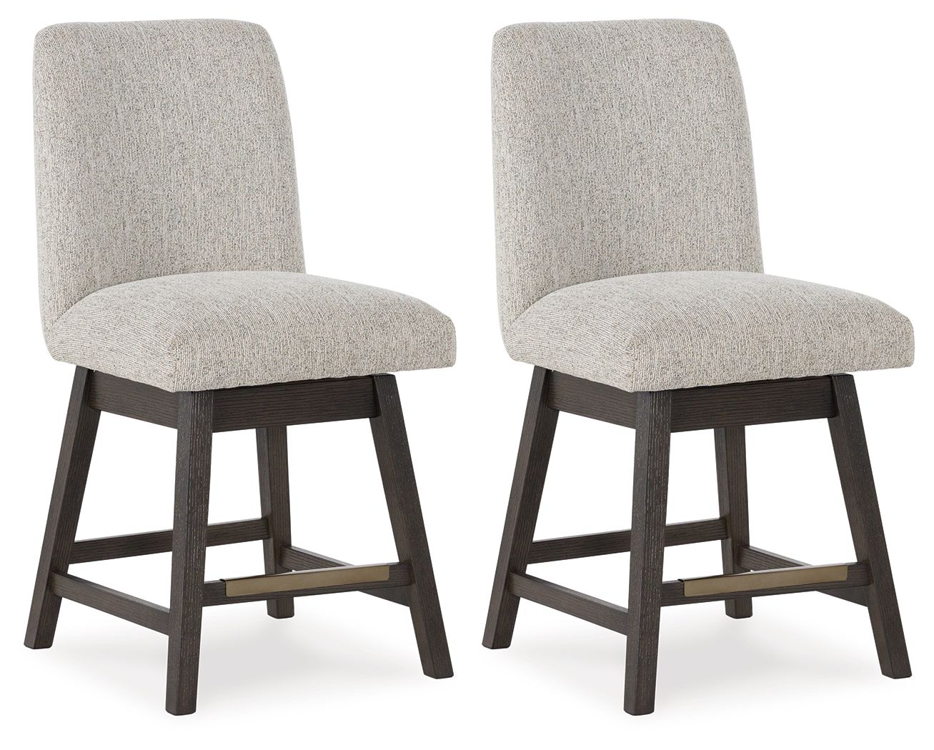 Burkhaus - Upholstered Swivel Barstool - Beige / Dark Brown