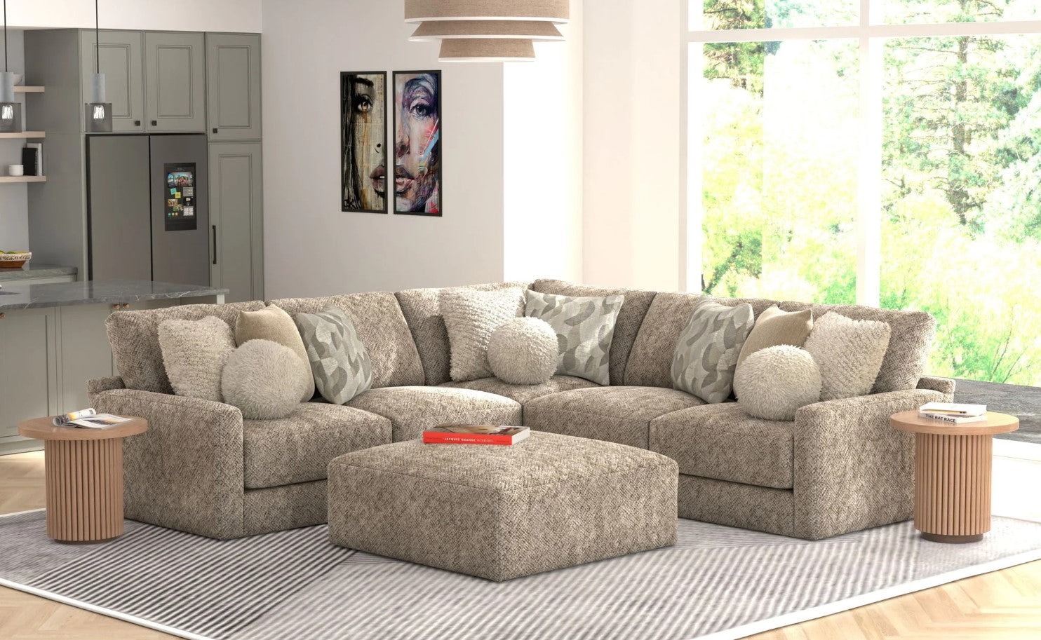 Turner Mushroom 3 Piece Sectional + Ottoman
