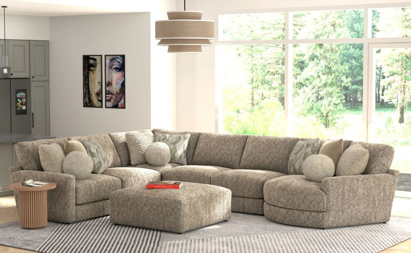 Turner Mushroom 5 Piece Right Side Facing Cuddler Sectional + Ottoman