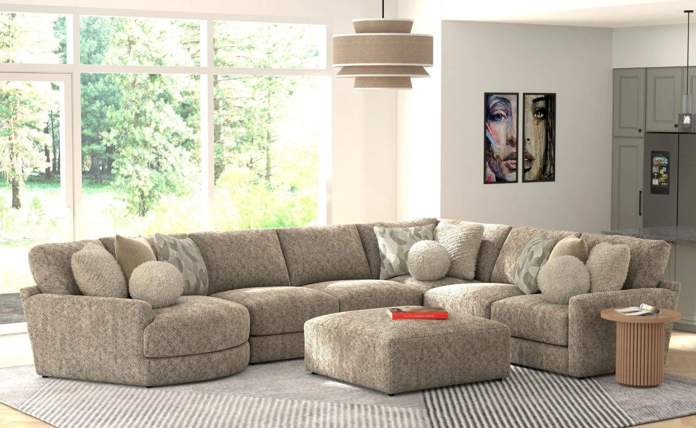 Turner Mushroom 5 Piece Left Side Facing Cuddler Sectional + Ottoman