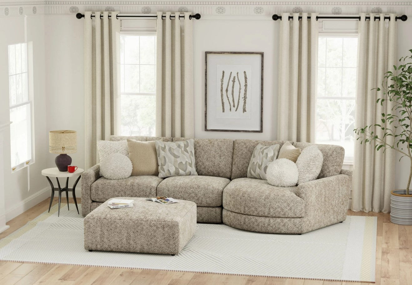 Turner Mushroom 2 Piece Right Side Facing Cuddler Sectional + Ottoman