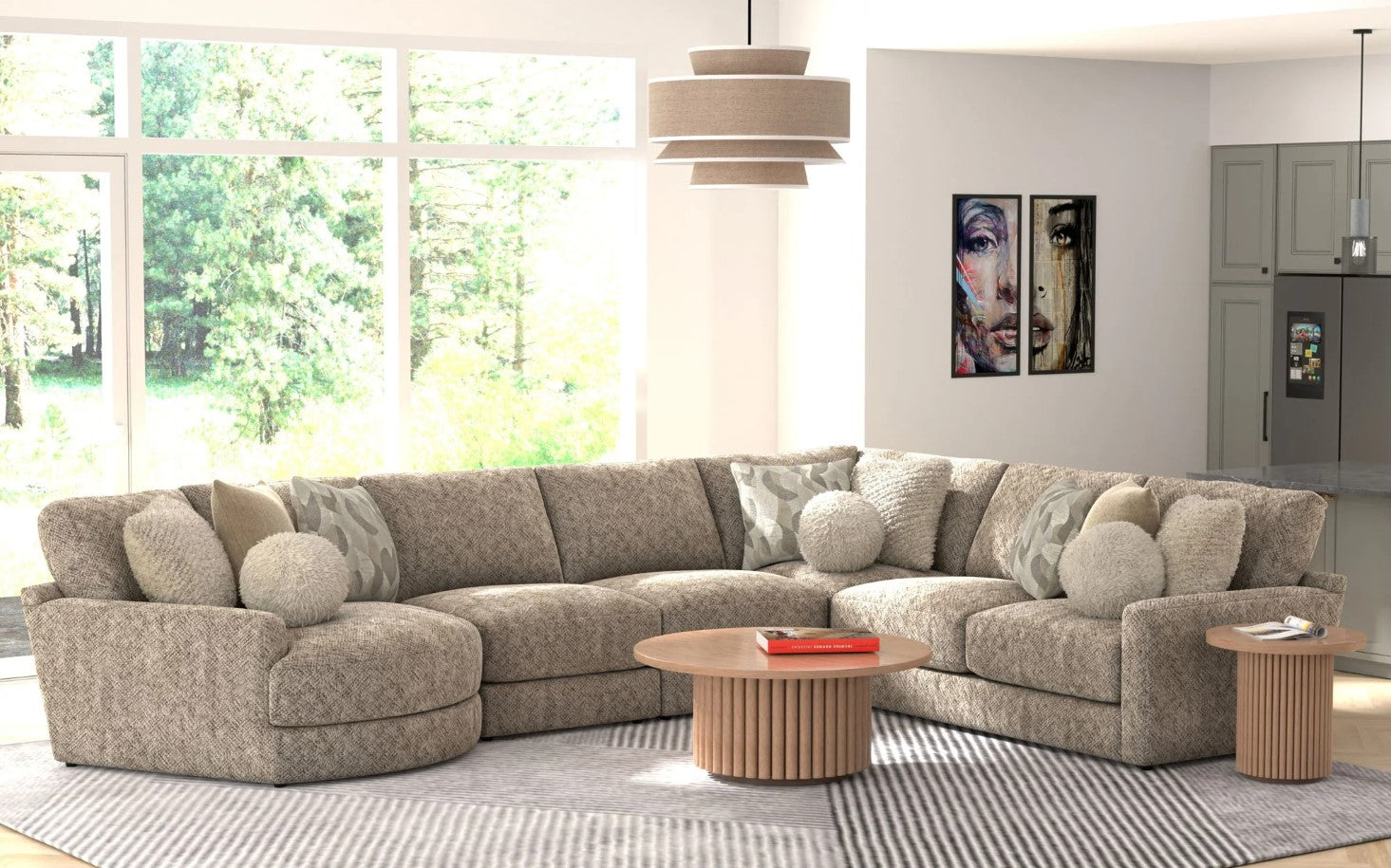 Turner Mushroom 5 Piece Left Side Facing Cuddler Sectional