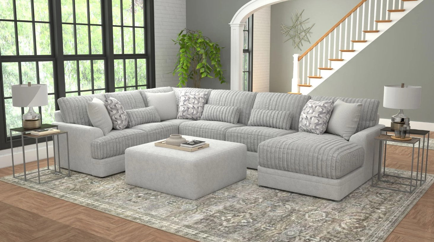 Titan 3 Piece Right Side Facing Chaise Sectional + Ottoman