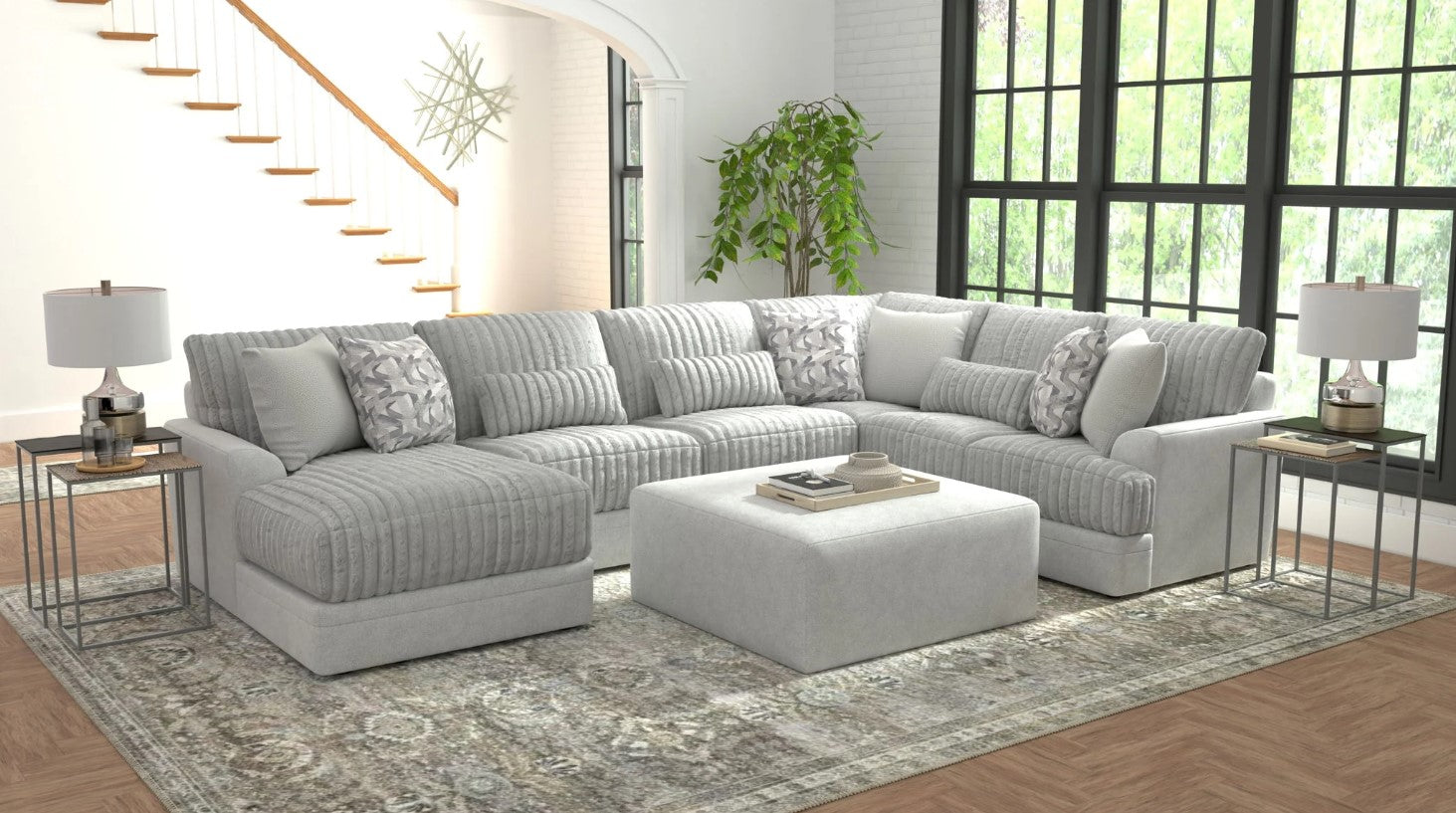 Titan 3 Piece Left Side Facing Chaise Sectional + Ottoman
