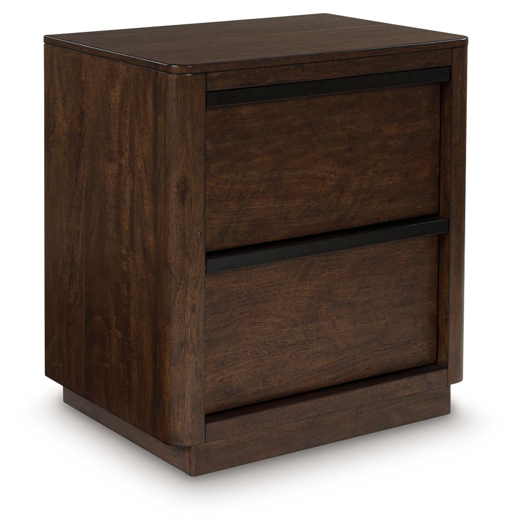 Kendamor - Two Drawer Night Stand - Dark Brown