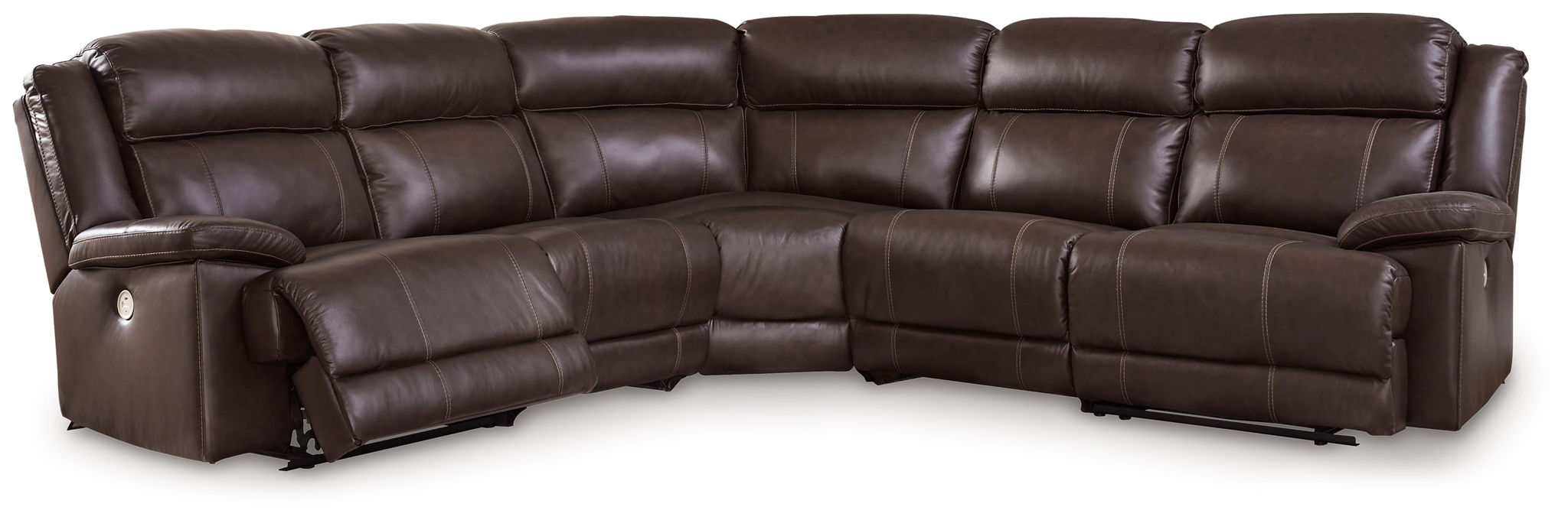 Vonkurt - 5-Piece Power Reclining Sectional - Dark Brown