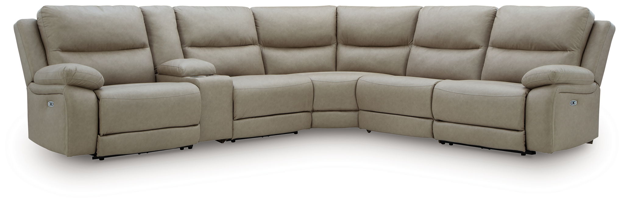 Brannigan - 6-Piece Power Reclining Sectional With Storage Console - Pebble