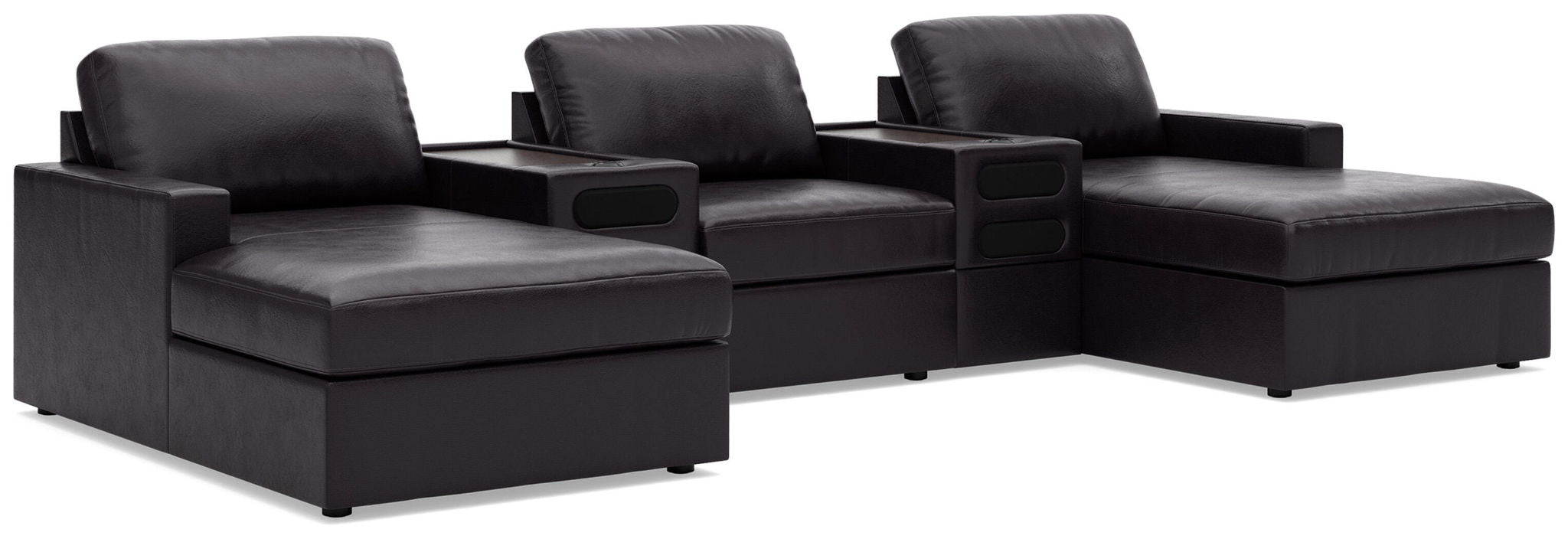 Modmax II - 5-Piece Double Chaise Sectional With 2 Audio Consoles - Black