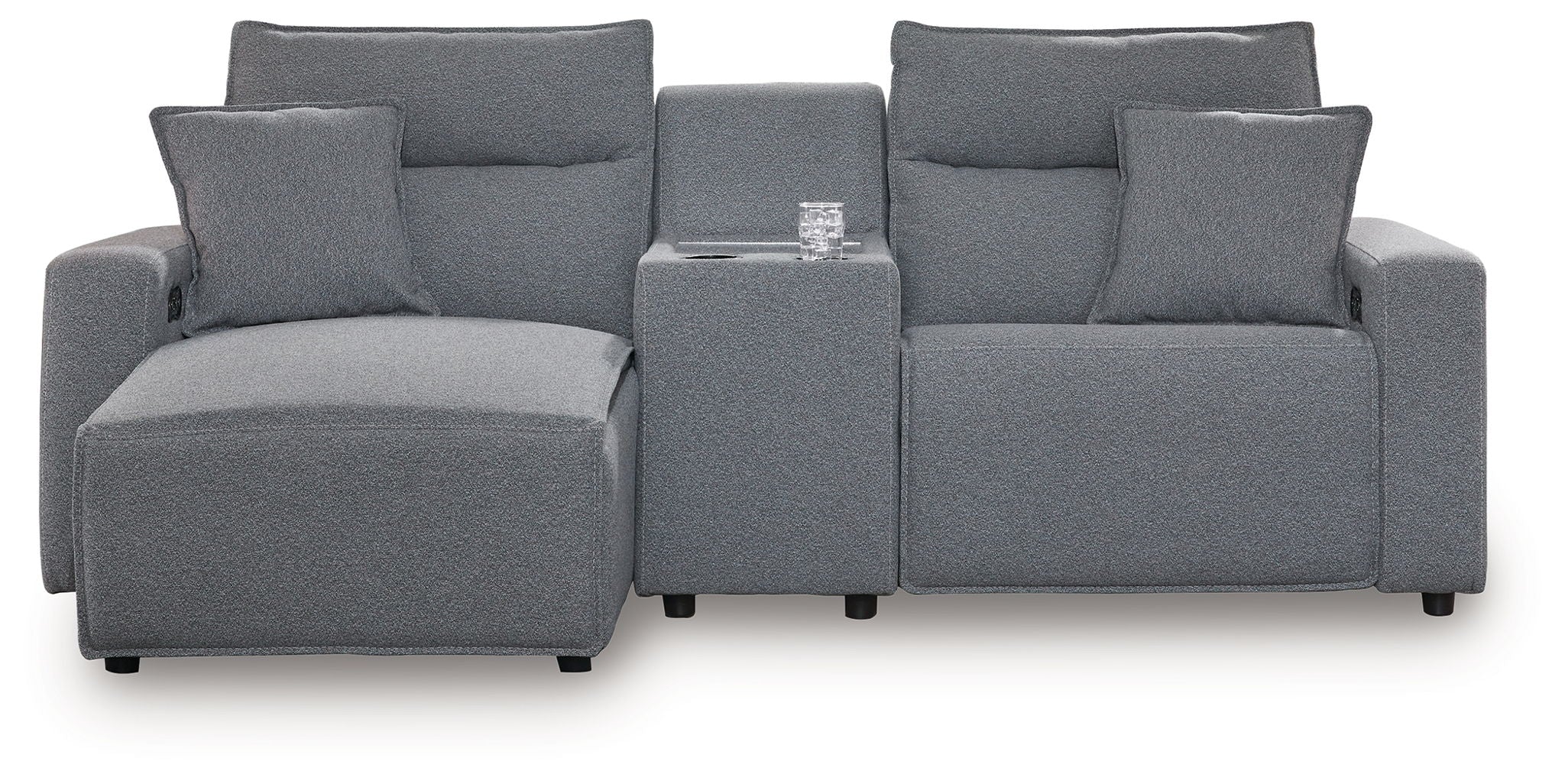 Modmax II - 3-Piece Power Reclining Sectional With LAF Press Back Power Chaise And Console - Salt And Pepper