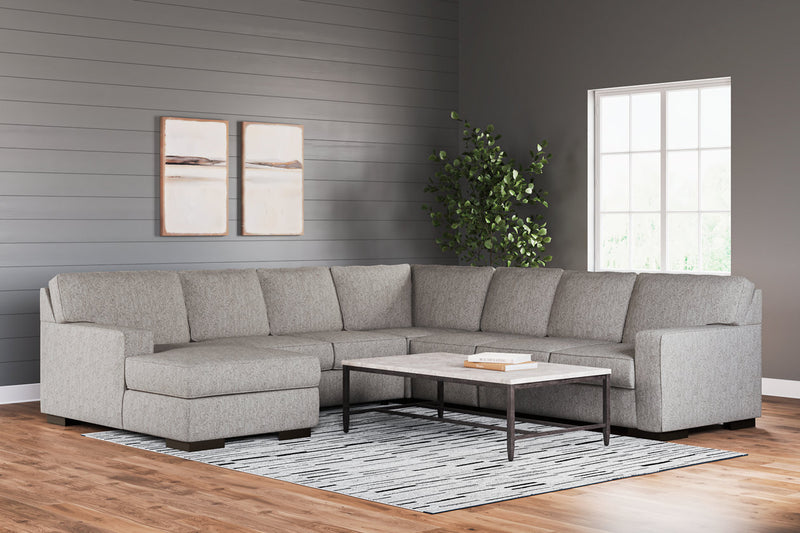 Ashlor Nuvella - 5-Piece Sectional W/ LAF Chaise - Slate
