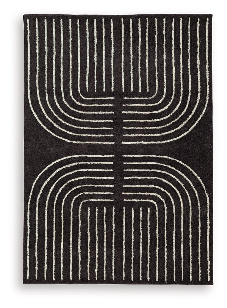 Eldonmore - 5' x 7' Rug - Black / Ivory