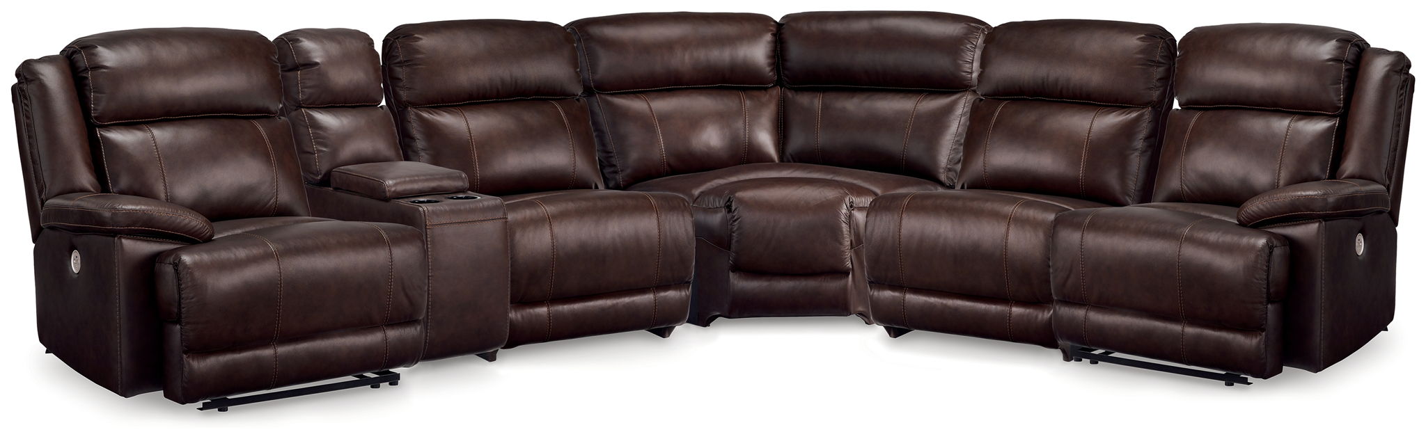 VonKurt - 6-Piece Power Reclining Sectional With Storage Consoles - Dark Brown