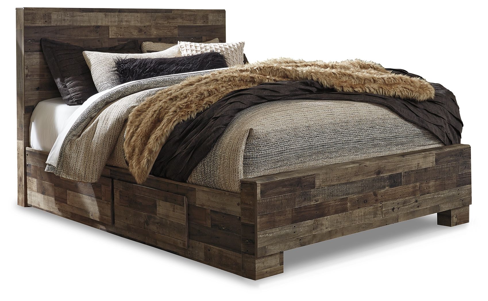 Derekson - Queen Panel Bed With 2 Side Storage - Multi Gray