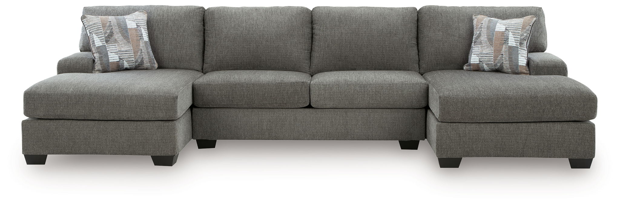 Newellen - 3-Piece Sectional With Double Chaise - Greystone
