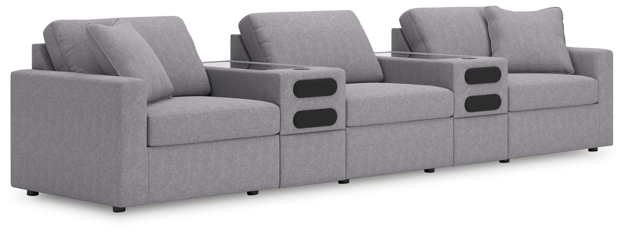 Modmax - 5-Piece Sectional With Audio System Console - Granite