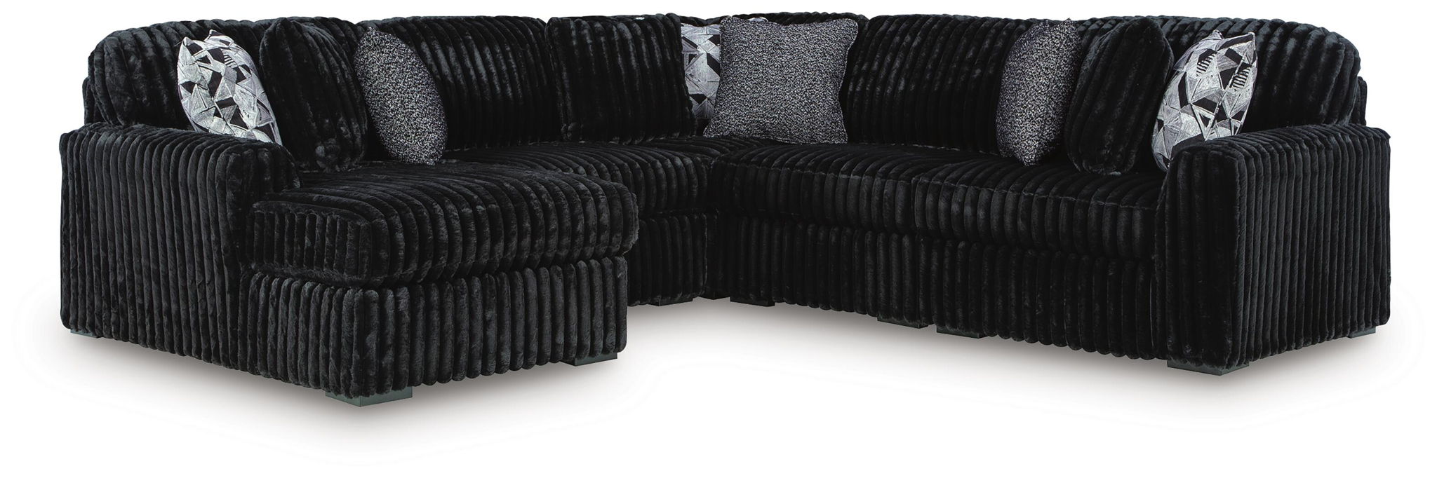 Midnight-Madness - 5-Piece Sectional With Laf Corner Chaise - Onyx