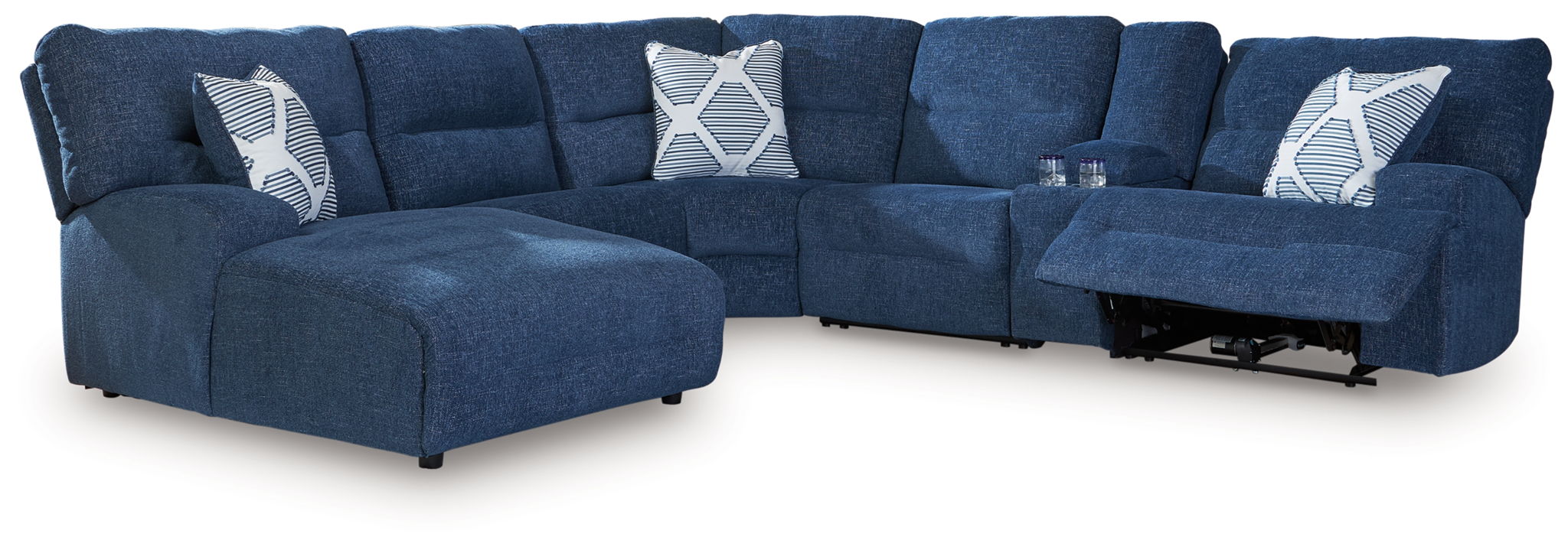 Acklen Place - 6-Piece Power Reclining Sectional With Laf Power Reclining Back Chaise - Navy
