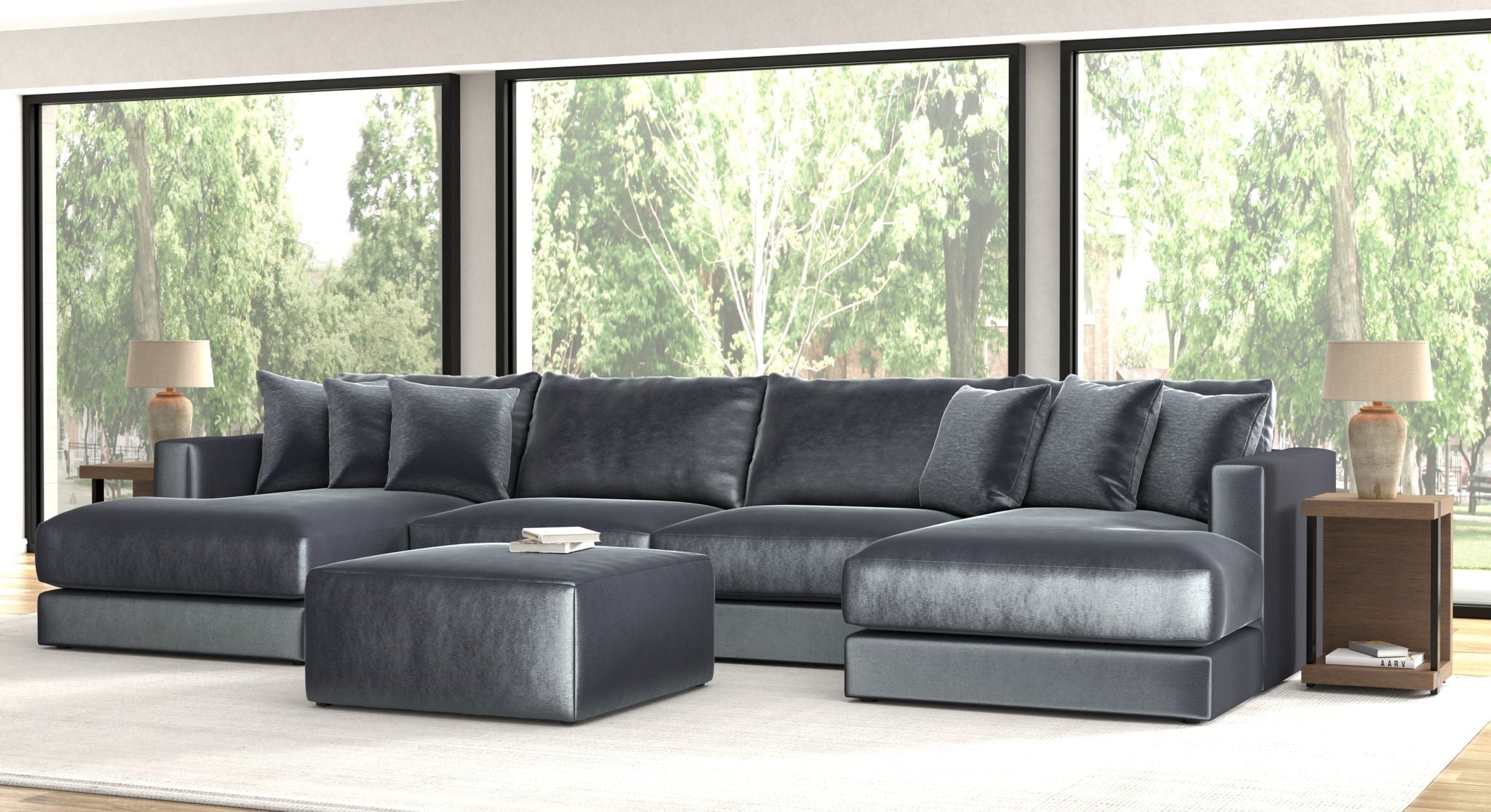 Remington Slate 4 Piece Sectional + Ottoman