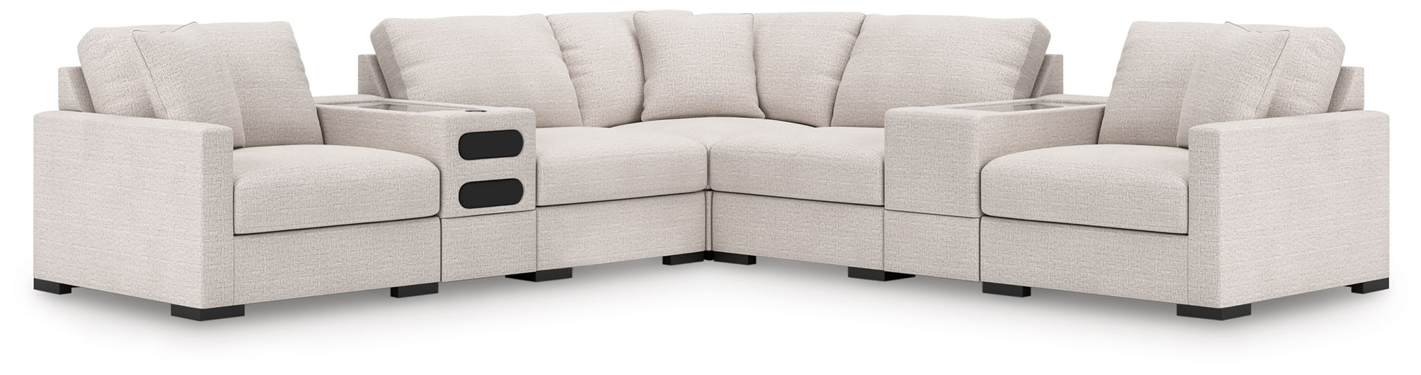Omaha By Ashley - 7-Piece Sectional With Audio And Storage Consoles - Stone