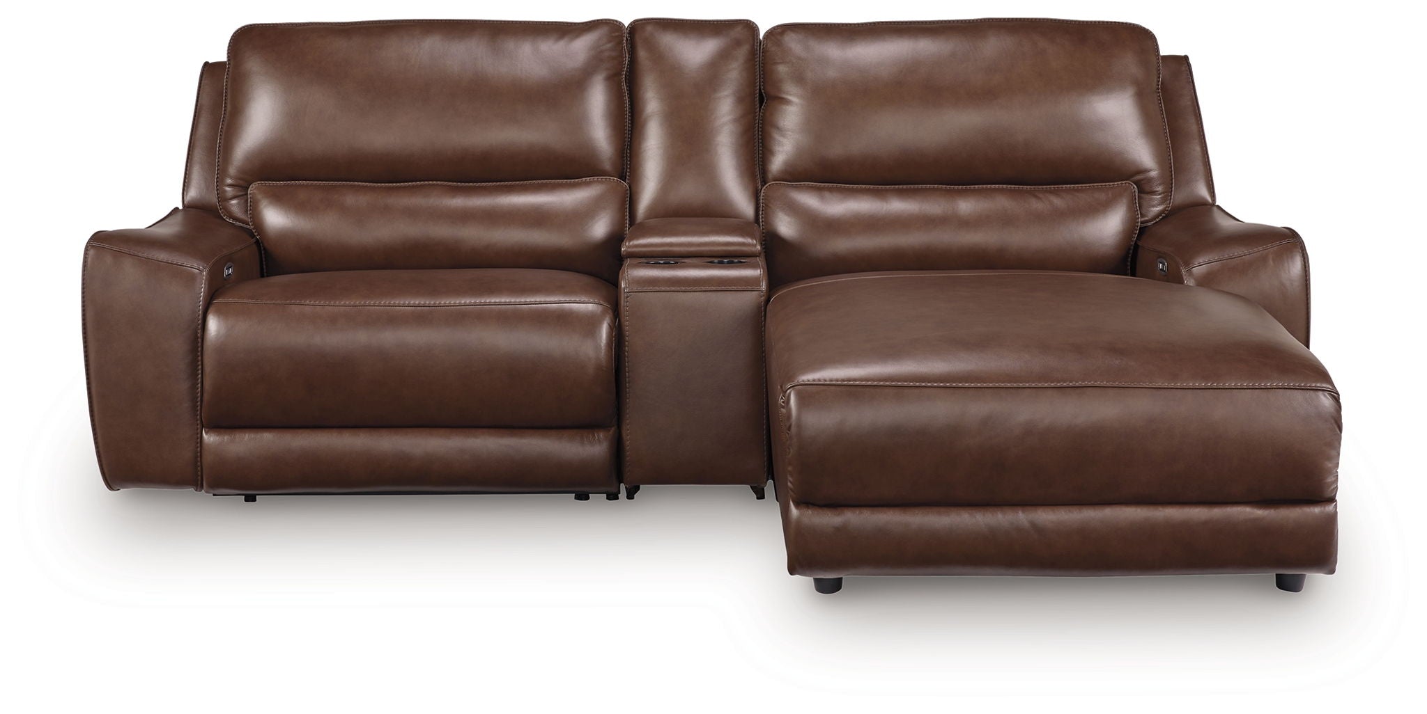 Silverbrooke - 3-Piece Power Reclining Sectional With RAF Press Back Power Chaise And Storage Console - Canyon
