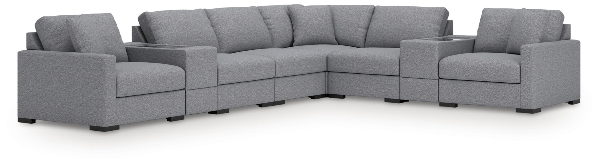 Omaha By Ashley - 8-Piece Sectional With Storage Consoles - Salt And Pepper