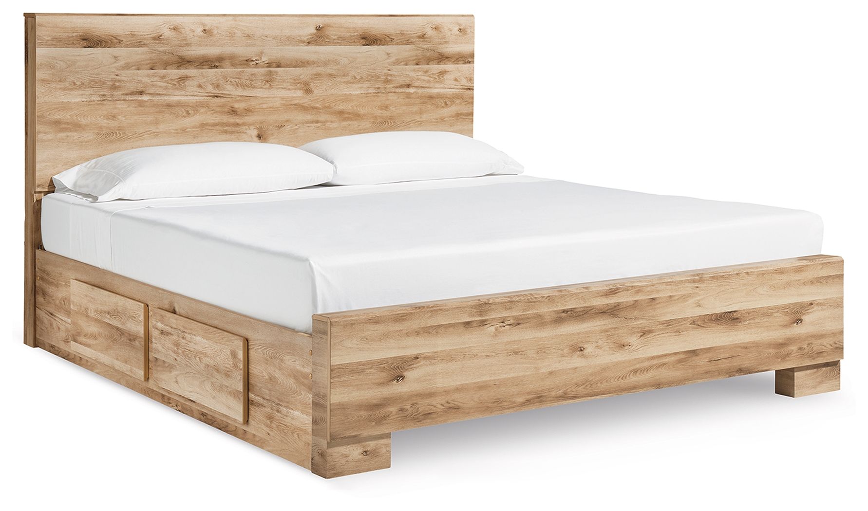Hyanna - King Panel Bed With 2 Side Storage - Tan Brown