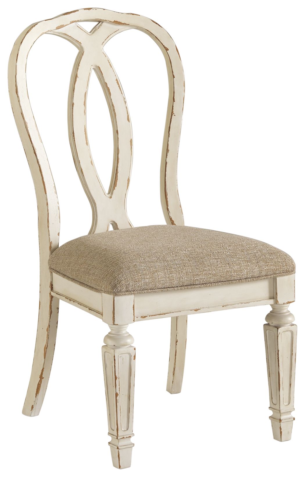 Realyn - Dining Upholstered Side Chair - Ribbonback - Chipped White