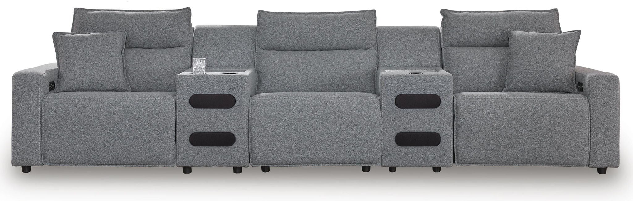 Modmax II - 5-Piece Power Reclining Sectional With Power Armless Recliner And 2 Audio Consoles - Salt And Pepper