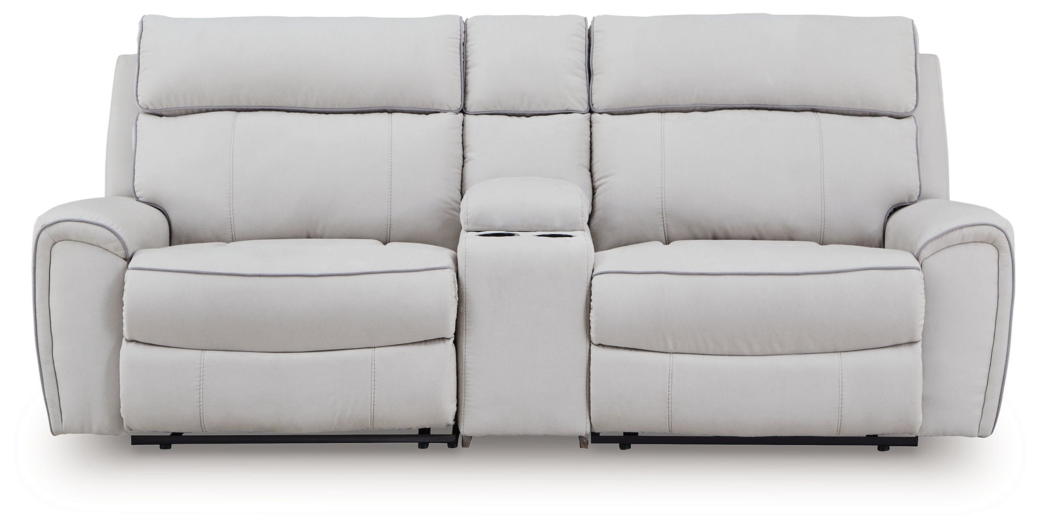 Grafton Pike - 3-Piece Power Reclining Sectional With Storage Console - Pearl / Ash