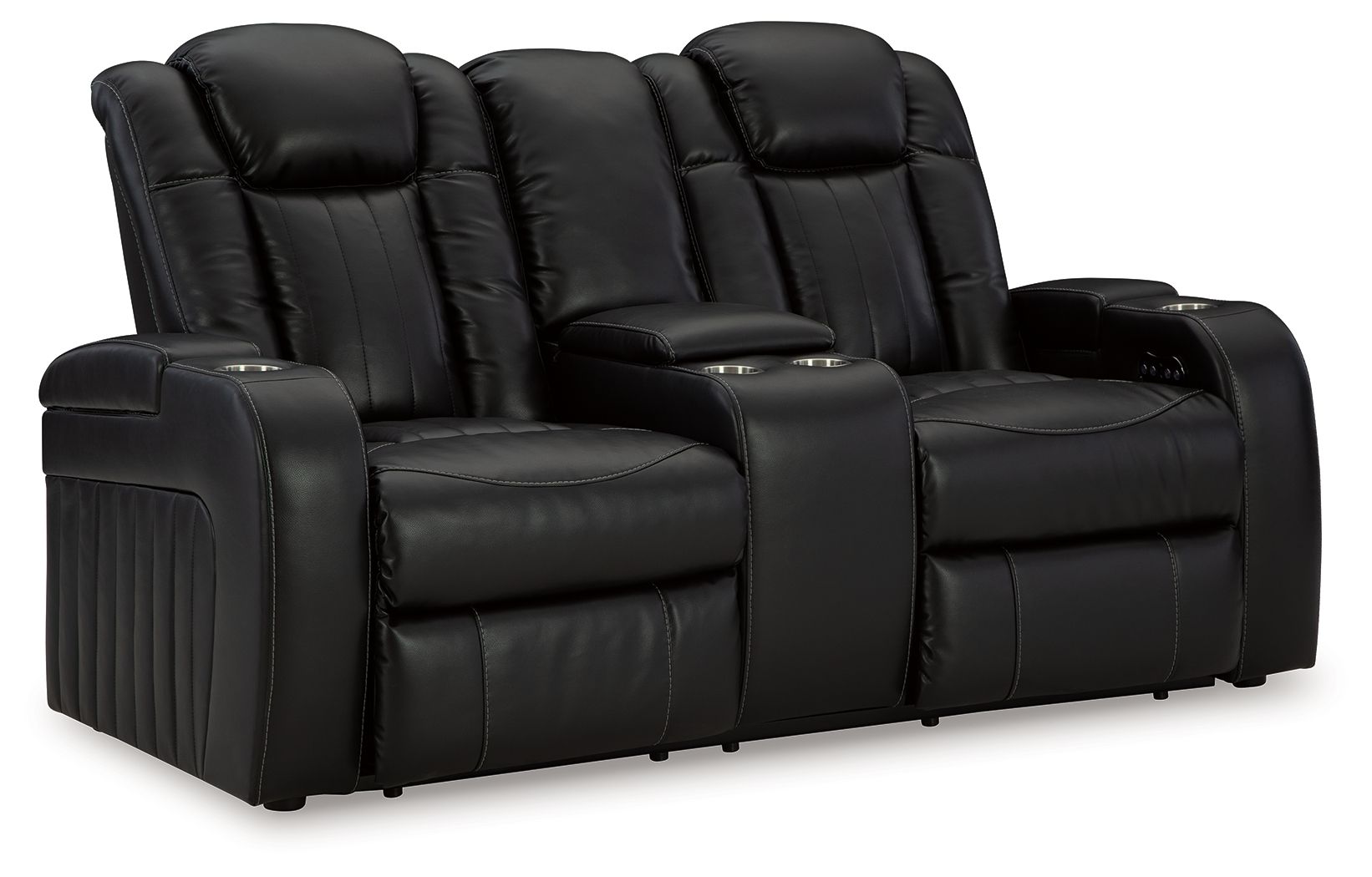 Caveman Den - Power Reclining Loveseat with Console/ Adj Hdrst - Midnight