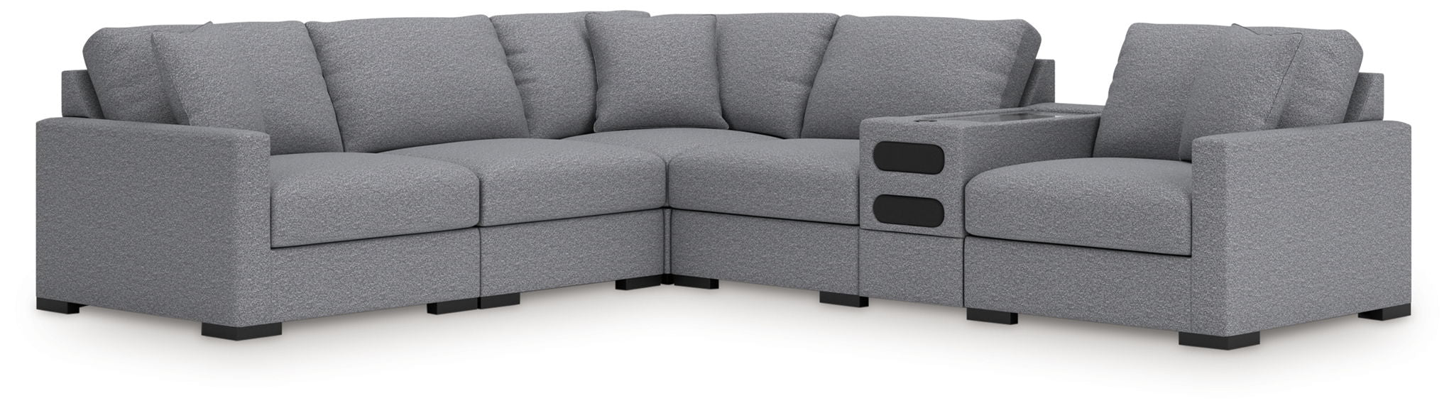 Omaha By Ashley - 6-Piece Sectional With Audio Console - Salt And Pepper