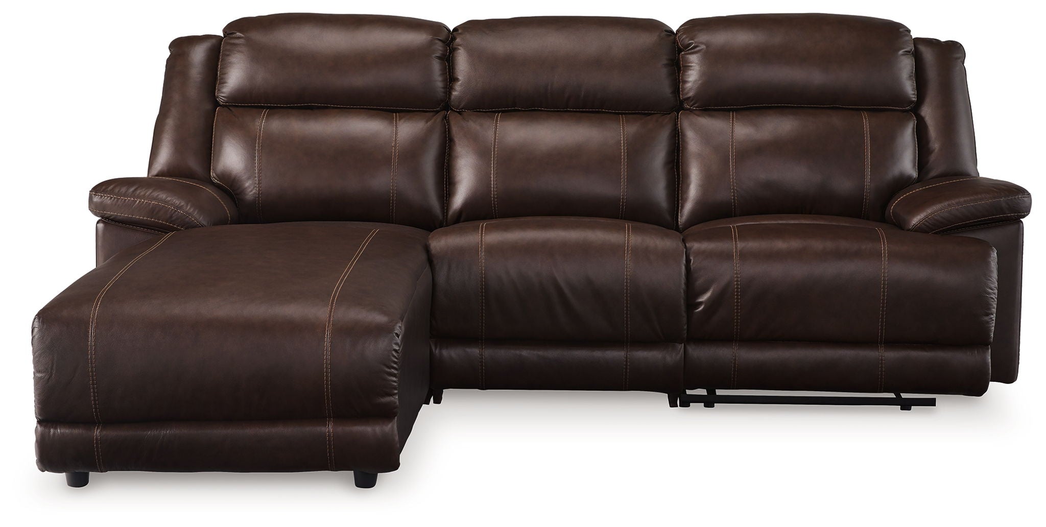 VonKurt - 3-Piece Power Reclining Sofa With Laf Power Reclining Back Chaise - Dark Brown