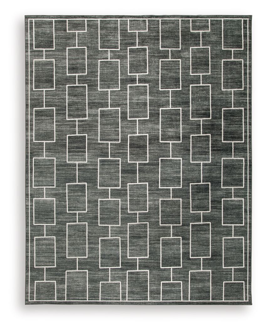 Elderland - 8' x 10' Washable Rug - Black / Gray