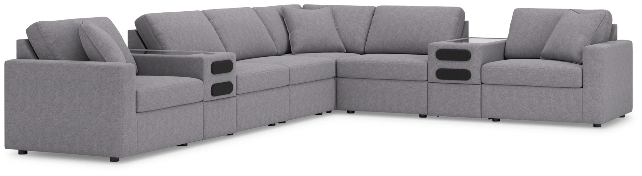 Modmax - 8-Piece Sectional  With 2 Audio System Consoles And 3 Armless Chairs - Granite