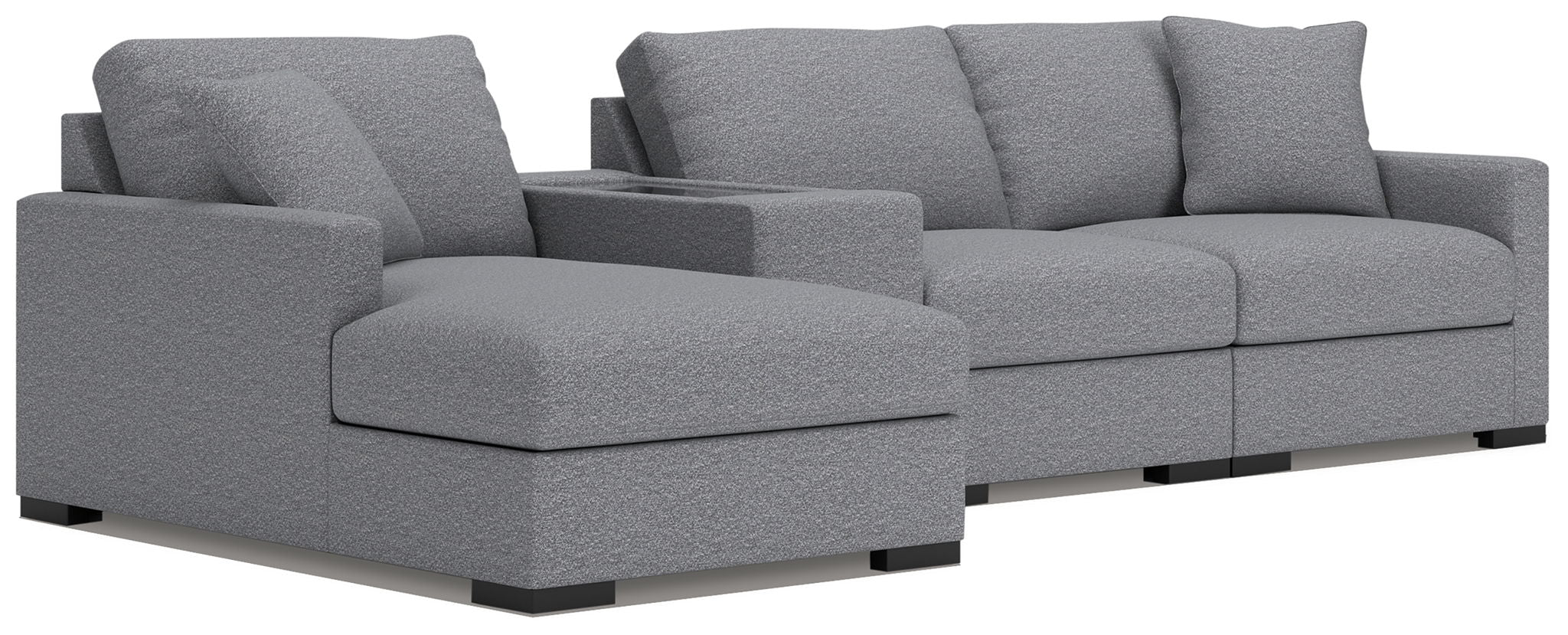 Omaha By Ashley - 4-Piece Sectional With LAF Corner Chaise And Storage Console - Salt And Pepper