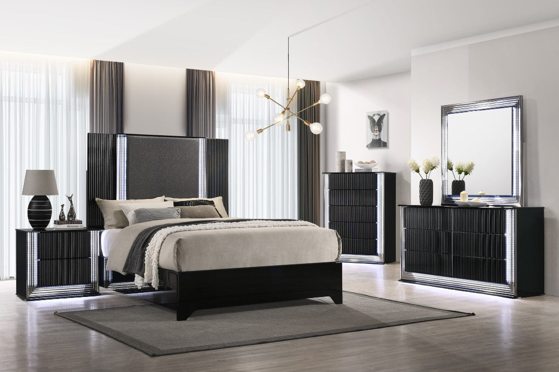 Aspen Black Nightstand with LED