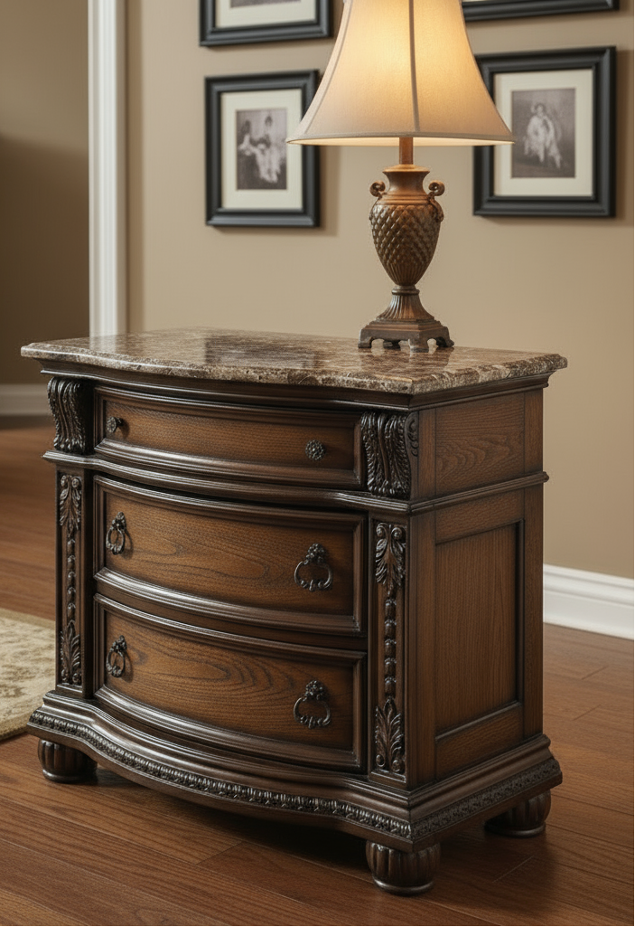 Stanley Nightstand with Marble Top