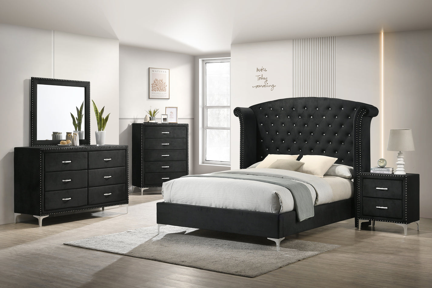Linda - Queen Bed - Black